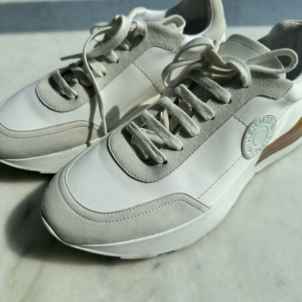 Hermes White and Yellow Women's Sneakers